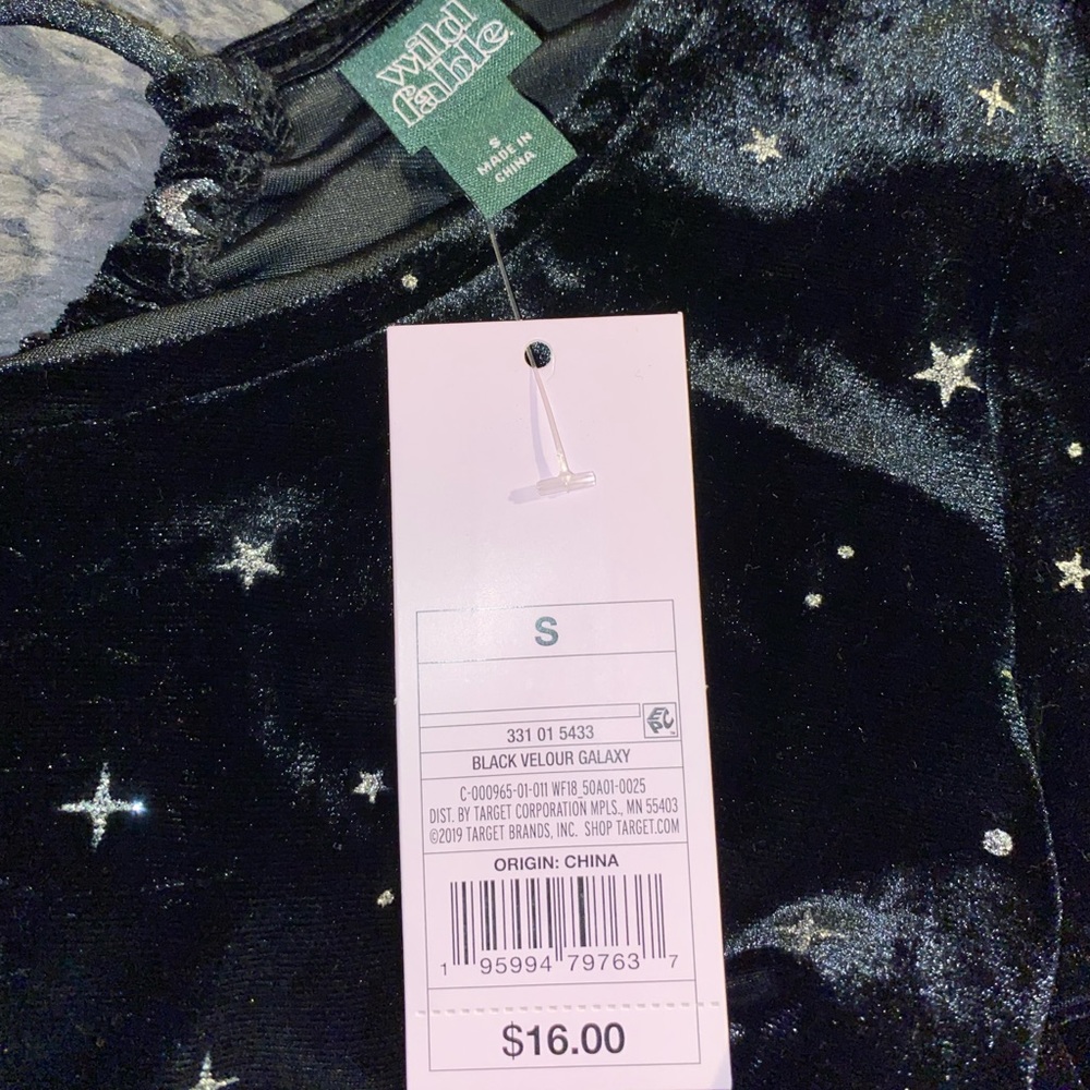 Long Sleeve Velvet Body Suit with star pattern